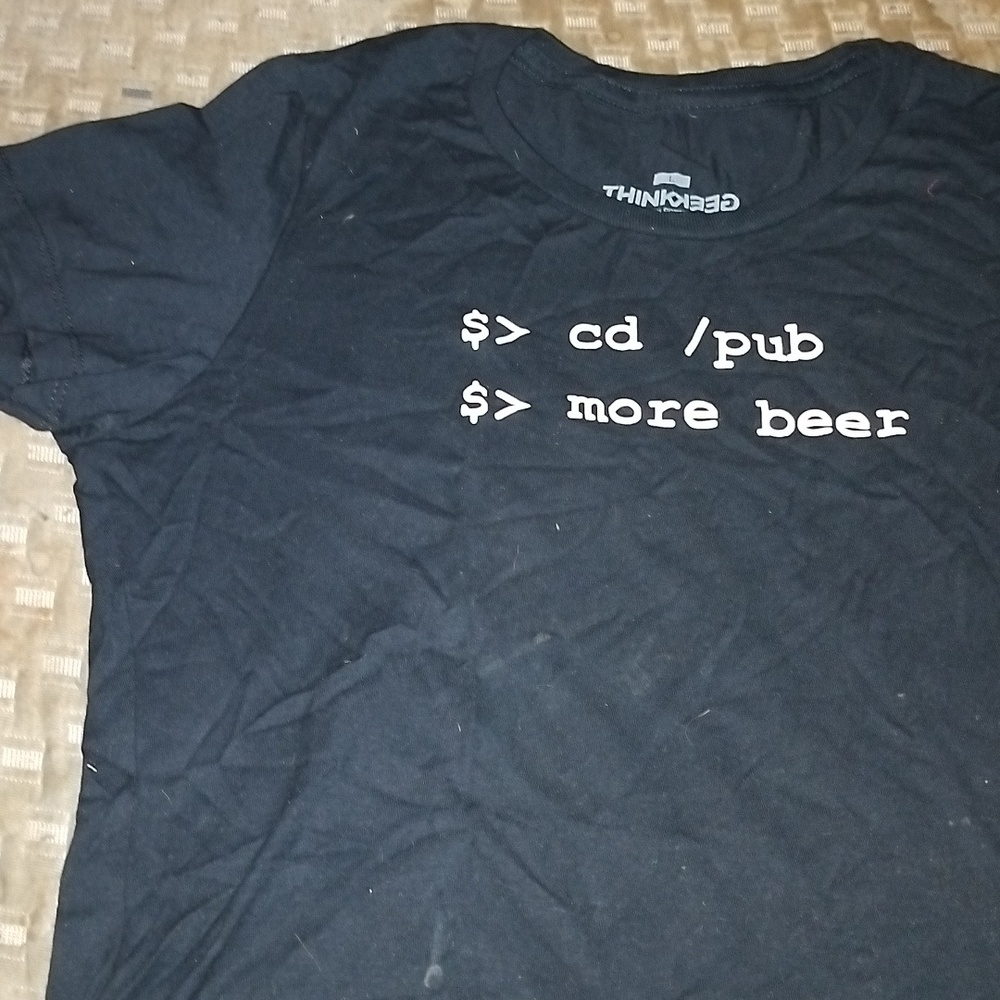 NWOT LG Thinkgeek Linux 'more beer' Tee